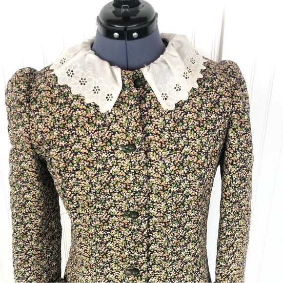 Vintage Cottagecore Robe Floral House Dress Grandma Quilted Nightgown Pockets - Picture 4 of 16